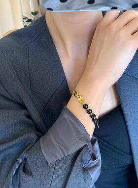 加长手链女胖MM2026新款轻奢小众精致高级感咖啡豆串珠黑玛瑙手串