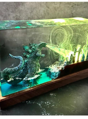 哥斯拉桌面树脂灯怪兽小夜灯礼物