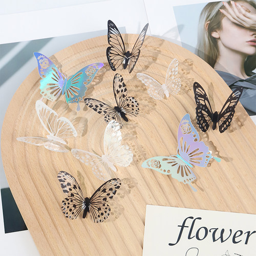 PVC立体彩色仿真蝴蝶玫瑰花束装饰diy手工配件花艺鲜花包装材料 - 图1