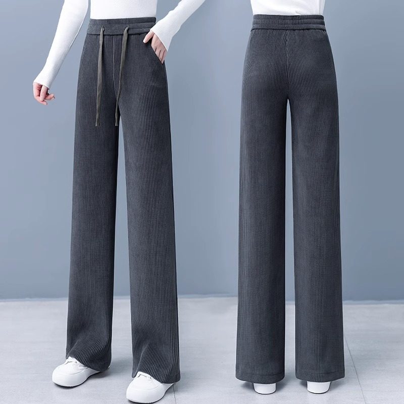 清仓捡漏～窄版雪尼尔阔腿裤女春秋冬季加绒女裤子高腰垂感直筒裤,淘宝优惠券,粉丝福利购,淘宝优惠卷