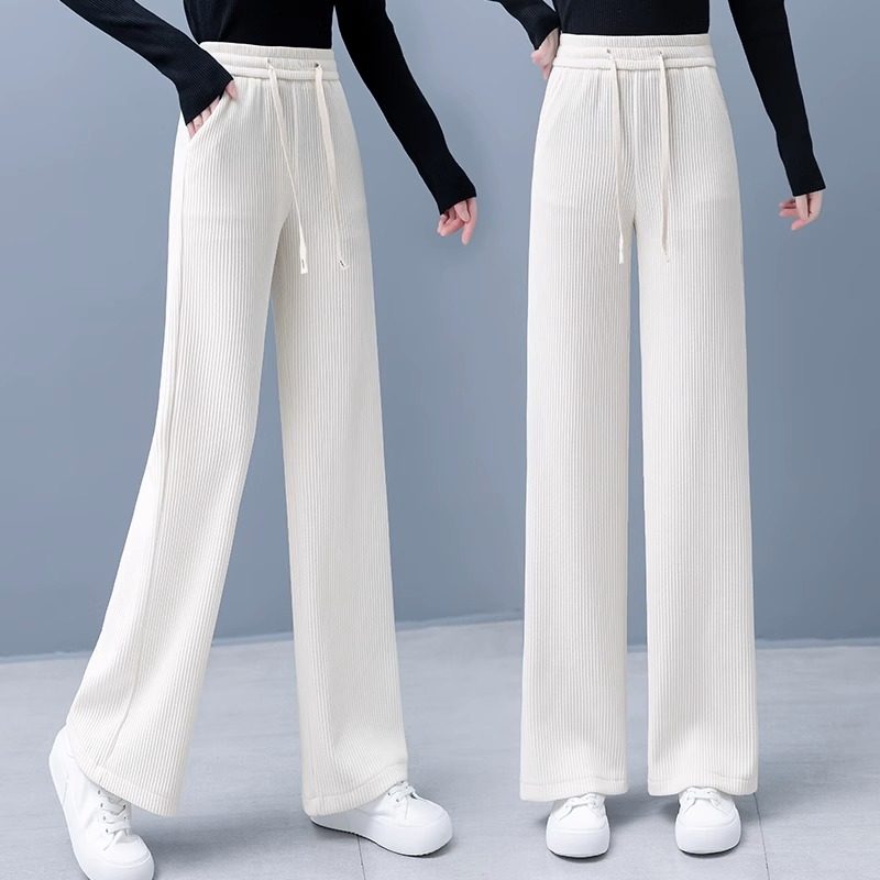 清仓捡漏～窄版雪尼尔阔腿裤女春秋冬季加绒女裤子高腰垂感直筒裤,淘宝优惠券,粉丝福利购,淘宝优惠卷