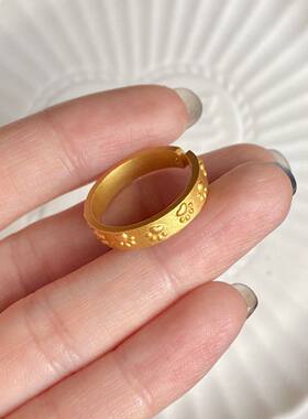 可爱猫爪印沙金开口戒指女