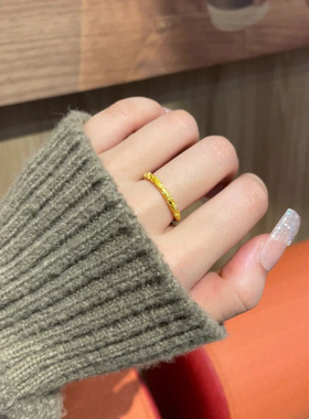 浮雕小红书爆款樱花金指环古法