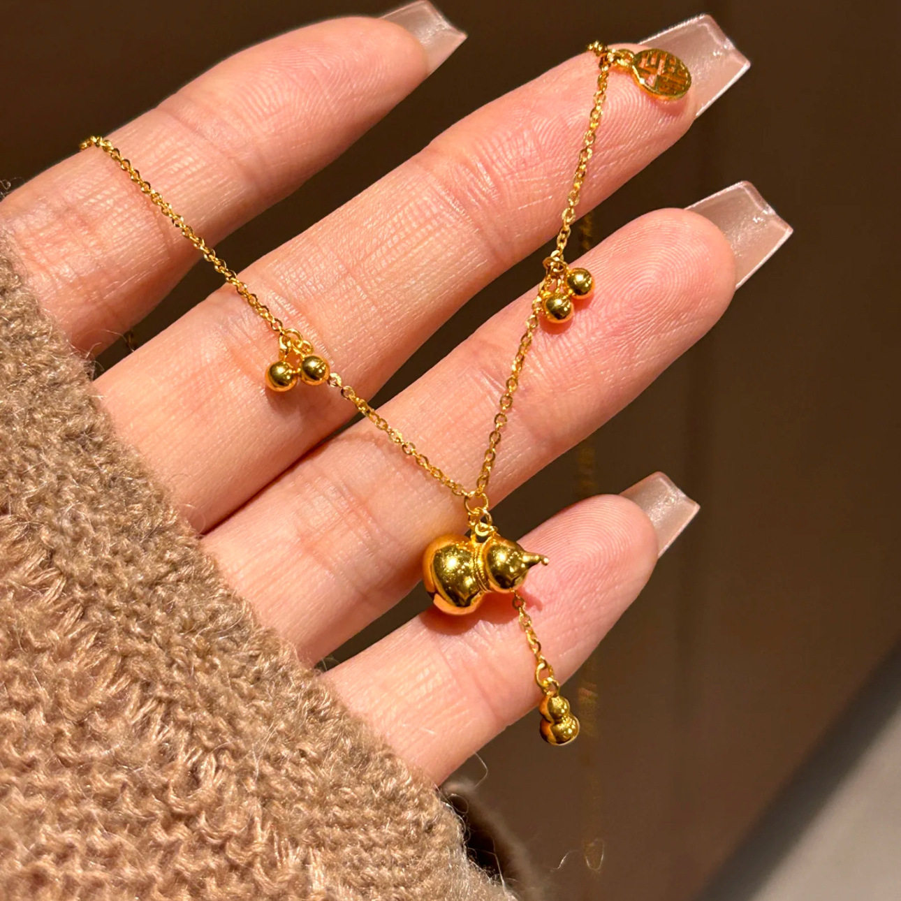 新中式金色葫芦项链古法国潮精致福禄双全吊坠福气满满流苏锁骨链,淘宝优惠券,粉丝福利购,淘宝优惠卷
