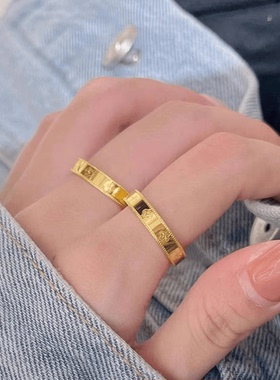 送礼物素圈指环18k黄金时尚气质