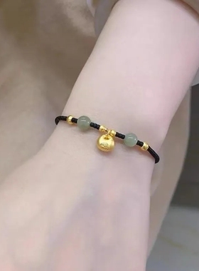 镀金小胖福和田玉手链