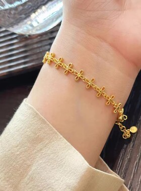 金色蕾丝镂空小花手链