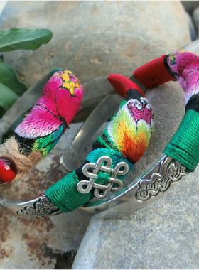 原创中国结苗银手镯