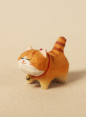 手工木雕小鸭子胖橘猫桌面摆件可爱治愈系萌物儿童玩具送朋友礼物
