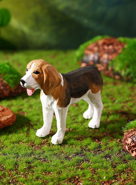 手工木雕德牧比格犬摆件卡通可爱动物桌面装饰品儿童玩具生日礼物