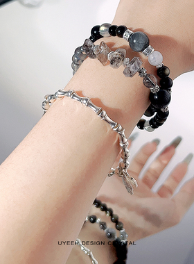 【竹】潮酷新中式节节高升民族风竹节骨头925纯银手链ins手串个性