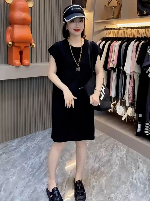 French waistcoat short-sleeved cotton straight dress