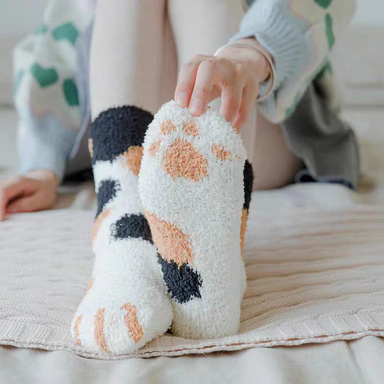 Plush socks for women's coral fleece autumn and winter home sleeping
