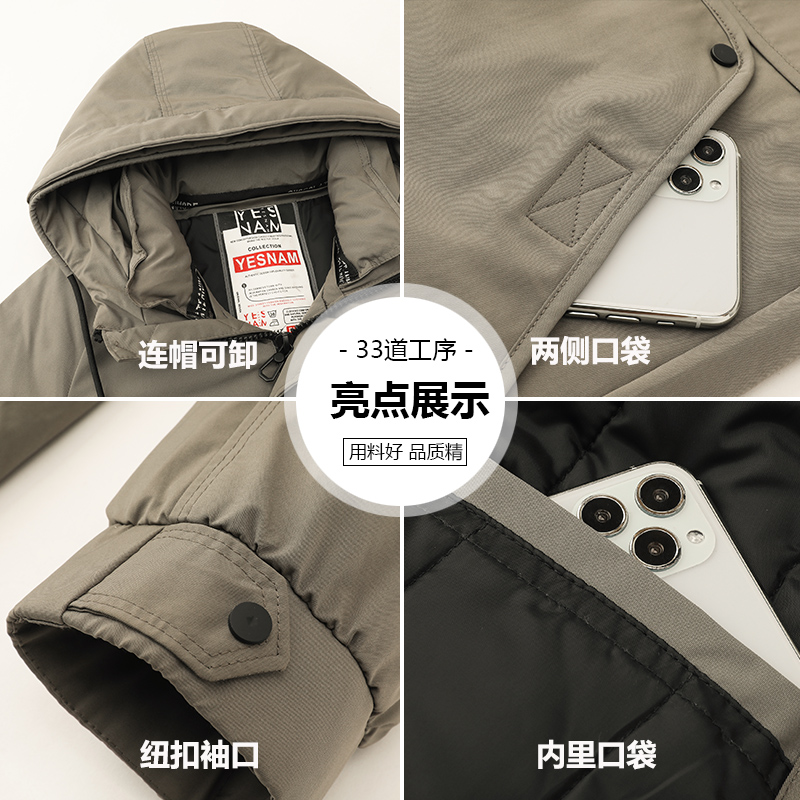 爸爸冬装外套加绒加厚中长款男装服 财爵世家棉衣