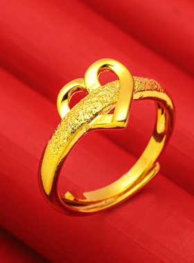 爱心戒指开口型饰品首饰戒指女爱心戒子镀首饰色久不掉色指环饰品