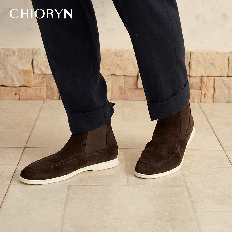 【丝光绒头层小牛皮】chioryn青润LP切尔西靴男中帮英伦风马丁靴,淘宝优惠券,粉丝福利购,淘宝优惠卷