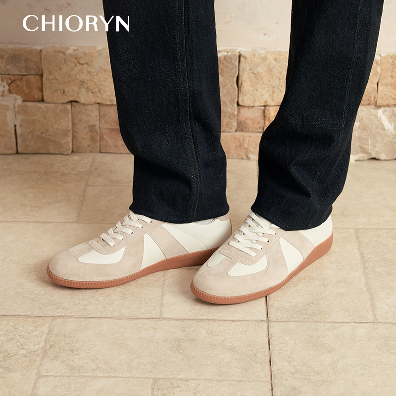 【张凌赫同款】chioryn青润德训鞋男生小牛皮复古T头鞋休闲板鞋,淘宝优惠券,粉丝福利购,淘宝优惠卷