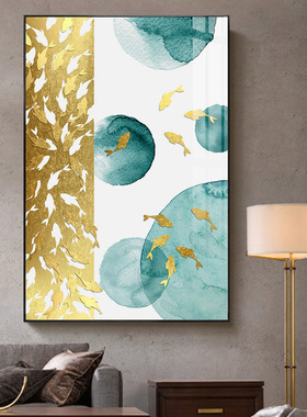 晶瓷画客厅沙发背景墙装饰画餐厅玄关现代简约新中式挂画锦鲤精品