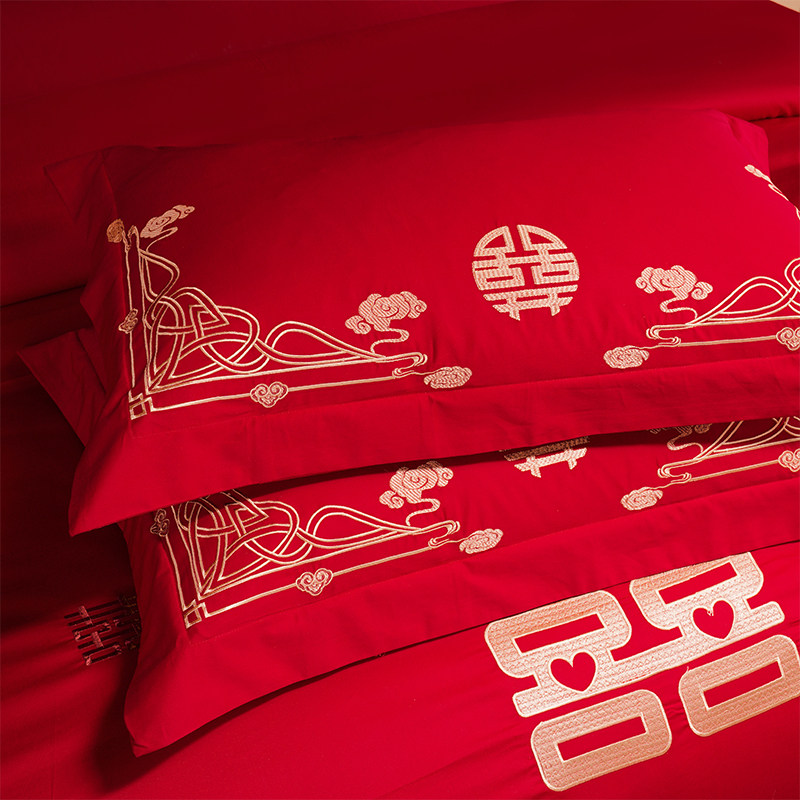 高档中式婚礼纯棉四件套大红色刺绣婚庆床品新婚夫妇红色婚庆用品,淘宝优惠券,粉丝福利购,淘宝优惠卷