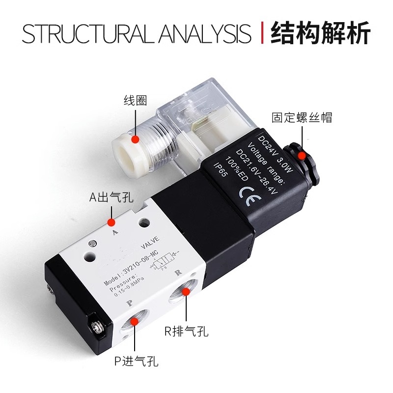 二位三通电磁阀3V11006NCB 3V21008NCB 3V31010NCB 3V210-08-NO A-图0