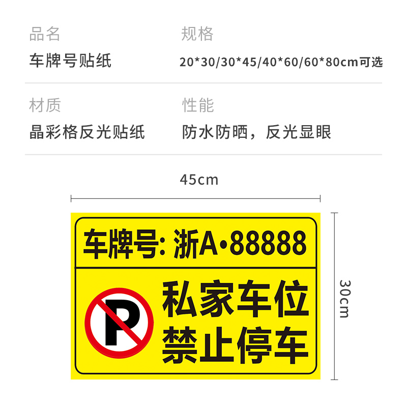 私家人专用车位贴纸停车场地贴固定防占用防堵车不干胶标识牌定制 - 图1