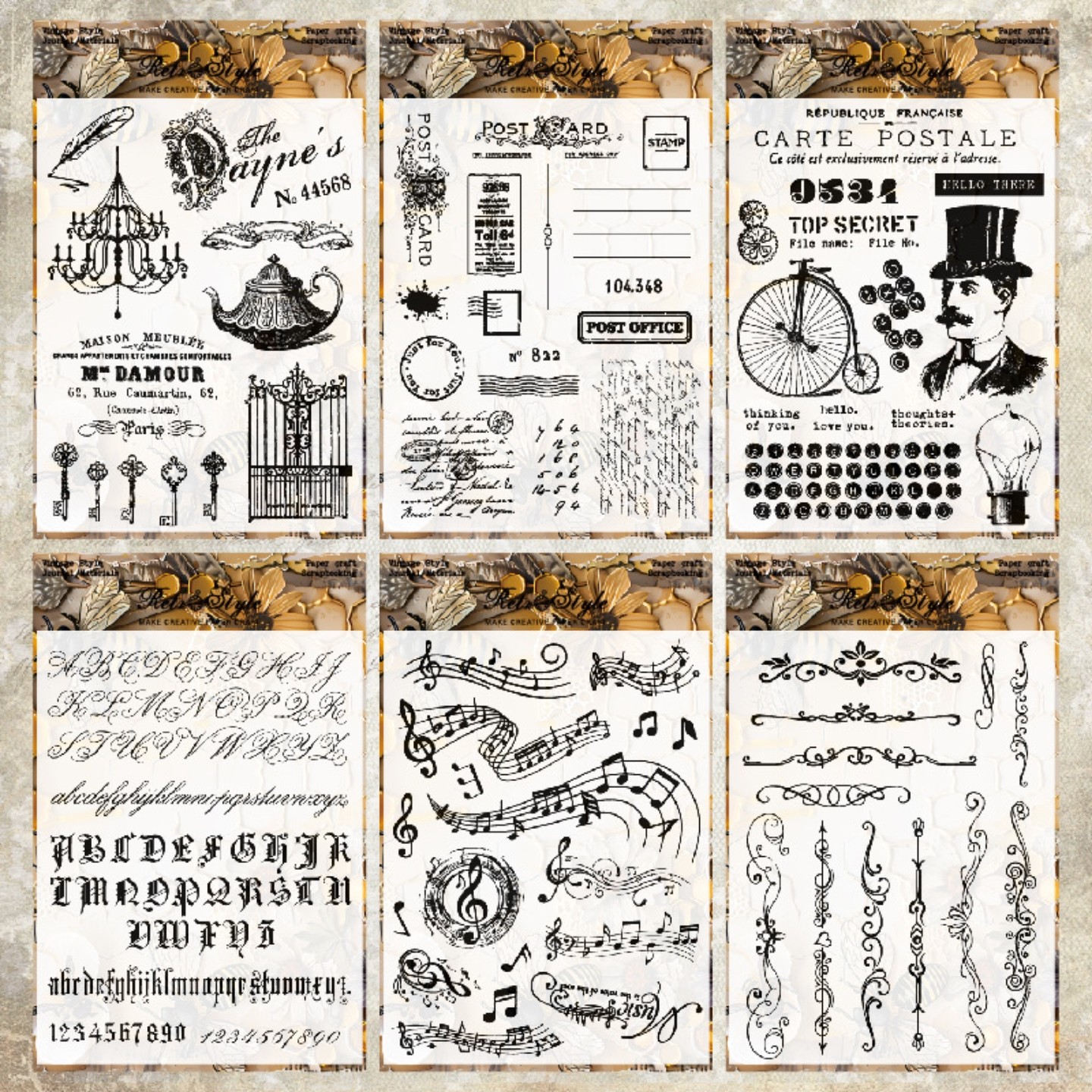 大号复古透明硅胶印章手帐本JunkJournal橡皮章scrapbook背景素材,淘宝优惠券,粉丝福利购,淘宝优惠卷