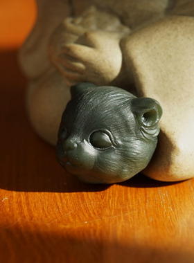 天然和田玉吊坠青玉男女猫咪