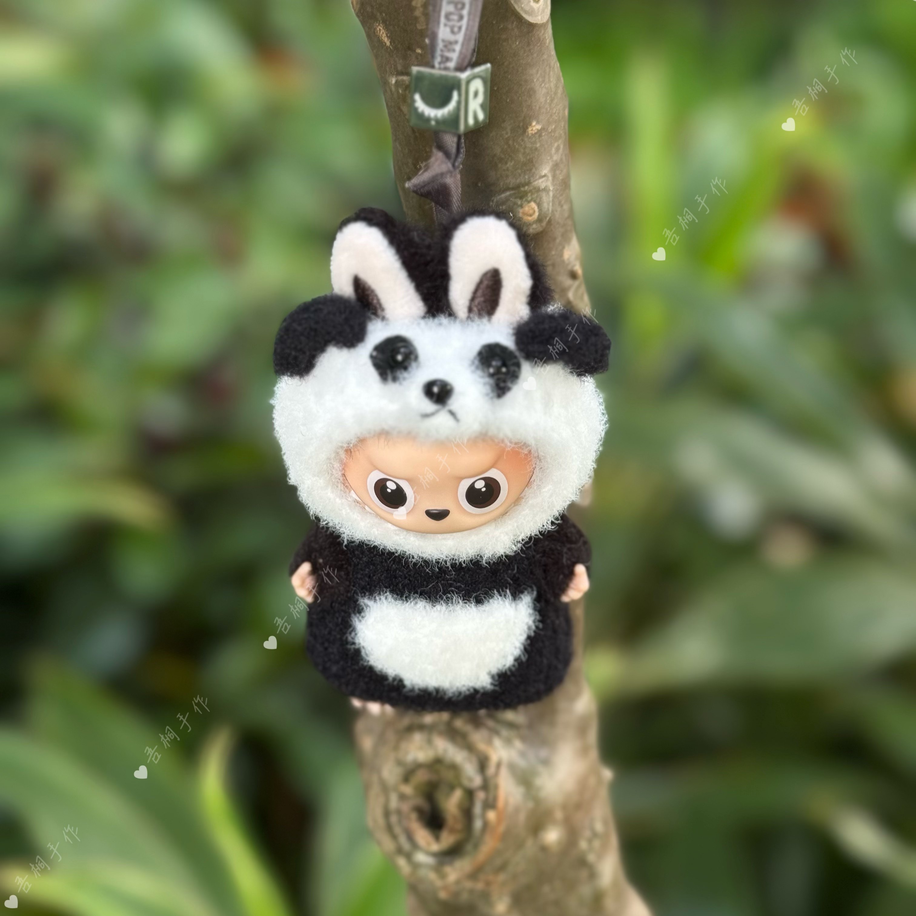 labubu4.0大熊猫娃衣套装拉布布4代心底密码搪胶公仔衣服 - 图2