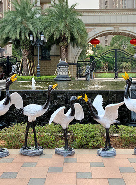 玻璃钢仿真仙鹤雕塑造景小区景区园林陈列摆设树脂工艺品落地摆件