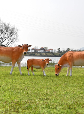 玻璃钢雕塑户外仿真黄牛模型摆件