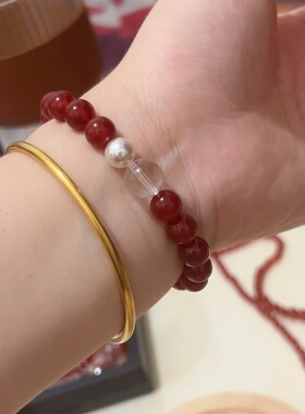 Willa｜天然红玛瑙白水晶珍珠手串女小众设计感高级简约手链送礼