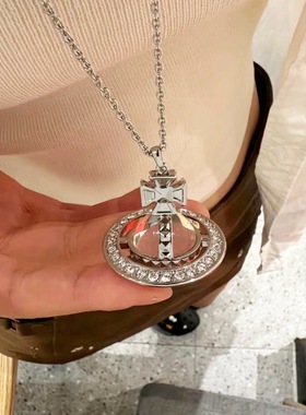 Willa｜满钻立体透明珠中号大号pina土星项链小众高级设计款项链