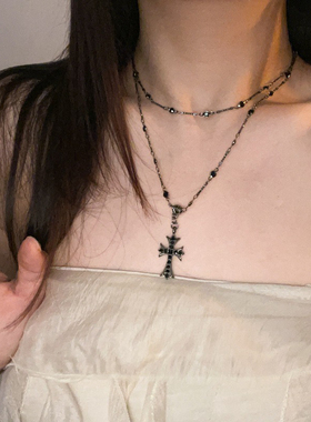 Willa｜暗黑韩国小众设计ins高级辣妹亚甜酷朋克十字架项链叠戴