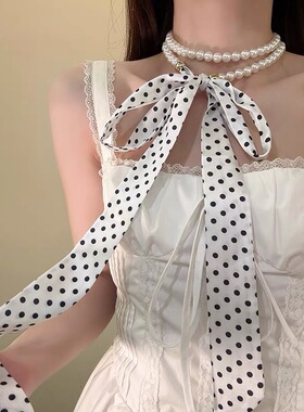 Willa｜法式复古仿珍珠项链女轻奢小众设计感锁骨链波点丝巾颈链