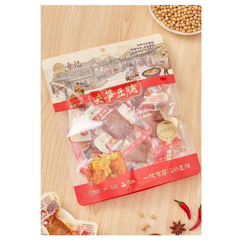 奇记豆脯夹肉包笋原味香辣素肉豆干小零食网红休闲袋装218克包邮 - 图2