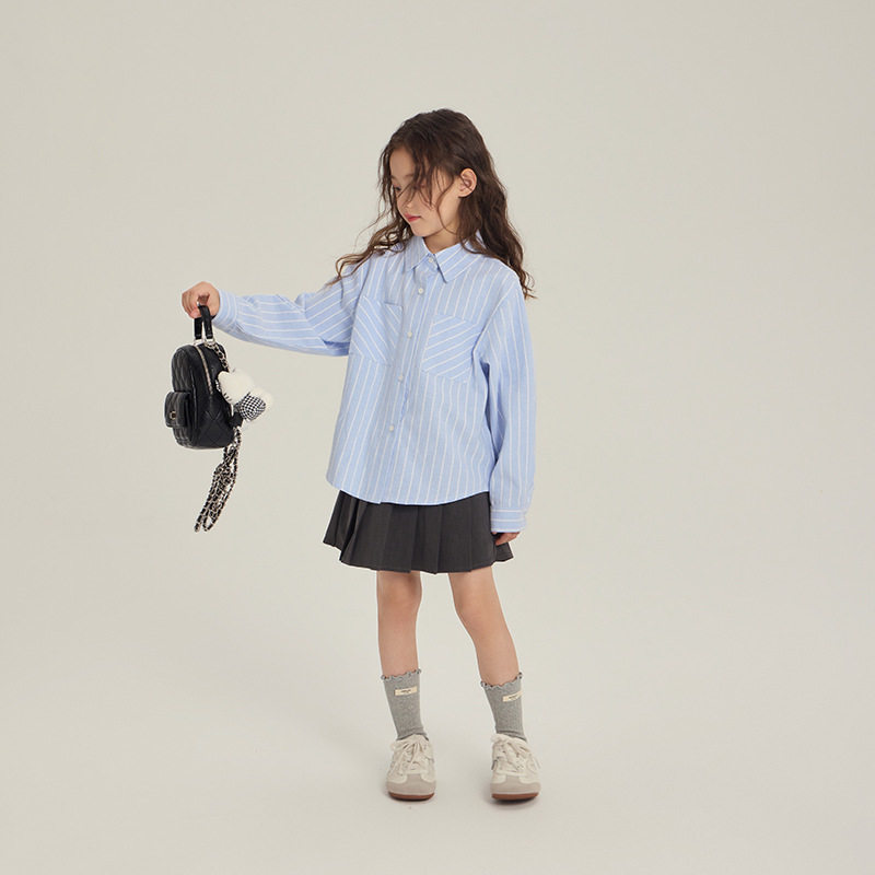 叮羊羊儿童学院风条纹衬衫2025秋季新款男女童百搭长袖衬衣外套,淘宝优惠券,粉丝福利购,淘宝优惠卷