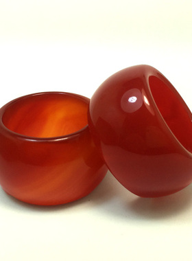 正品男女红玛瑙扳指冰种情侣款