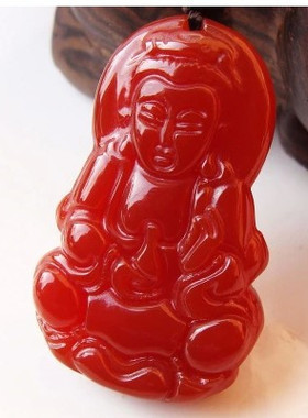红玛瑙天然玉髓佛公吊坠