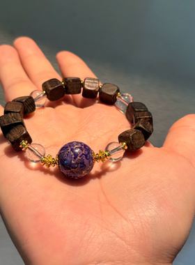 原创设计天然沉香木方块珠手串水非遗大漆手链送女友闺蜜礼物国风