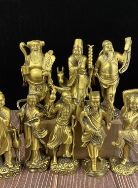 纯铜八仙过海佛像摆件八仙神像各显神通铜像家居客厅办公室工艺i.