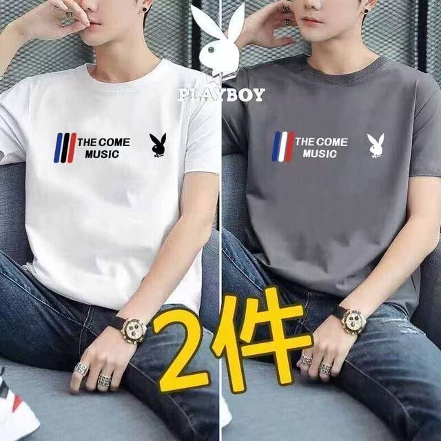 ເສື້ອຍືດແຂນສັ້ນ Playboy ຝ້າຍບໍລິສຸດຂອງຜູ້ຊາຍ