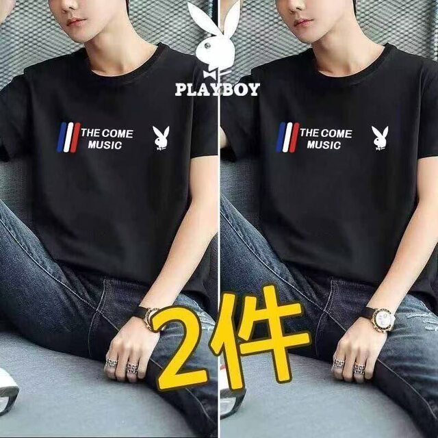 ເສື້ອຍືດແຂນສັ້ນ Playboy ຝ້າຍບໍລິສຸດຂອງຜູ້ຊາຍ
