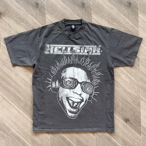 Hellstar Studios Rage Tee 说唱者洗水灰重工艺男女纯棉短袖T恤 - 图2