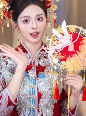 红色团扇新娘结婚材料包diy