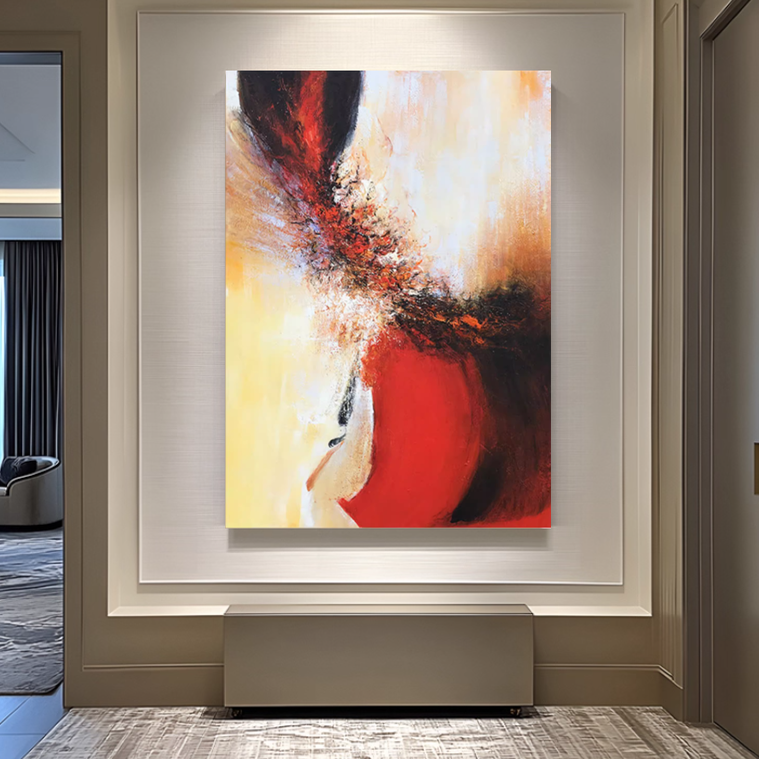 MHD赵无极玄关手工画现代简约客厅过道肌理挂画抽象艺术入户壁画 - 图1