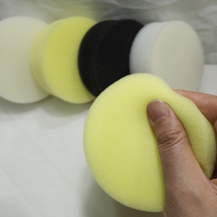厂家直销圆形皮革护理清洁海绵除尘抛光打蜡海绵黄色黑白色可定制 - 图2