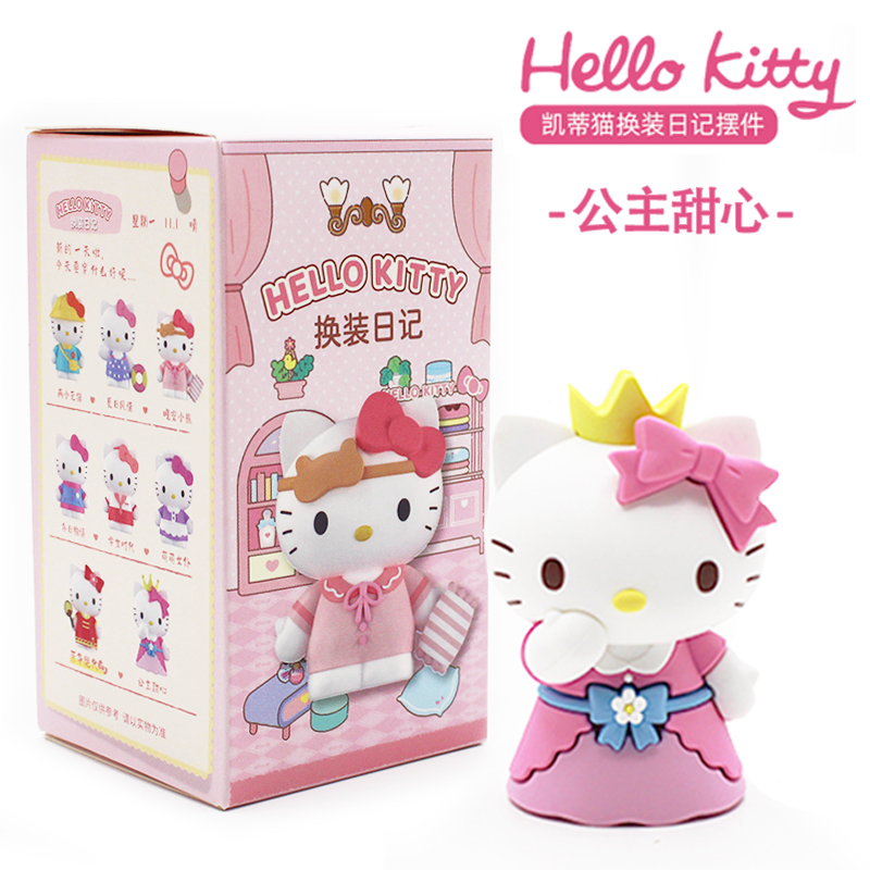 正版HelloKitty换装日记盲盒凯蒂猫公仔手办桌面车载摆件女孩玩具 - 图2