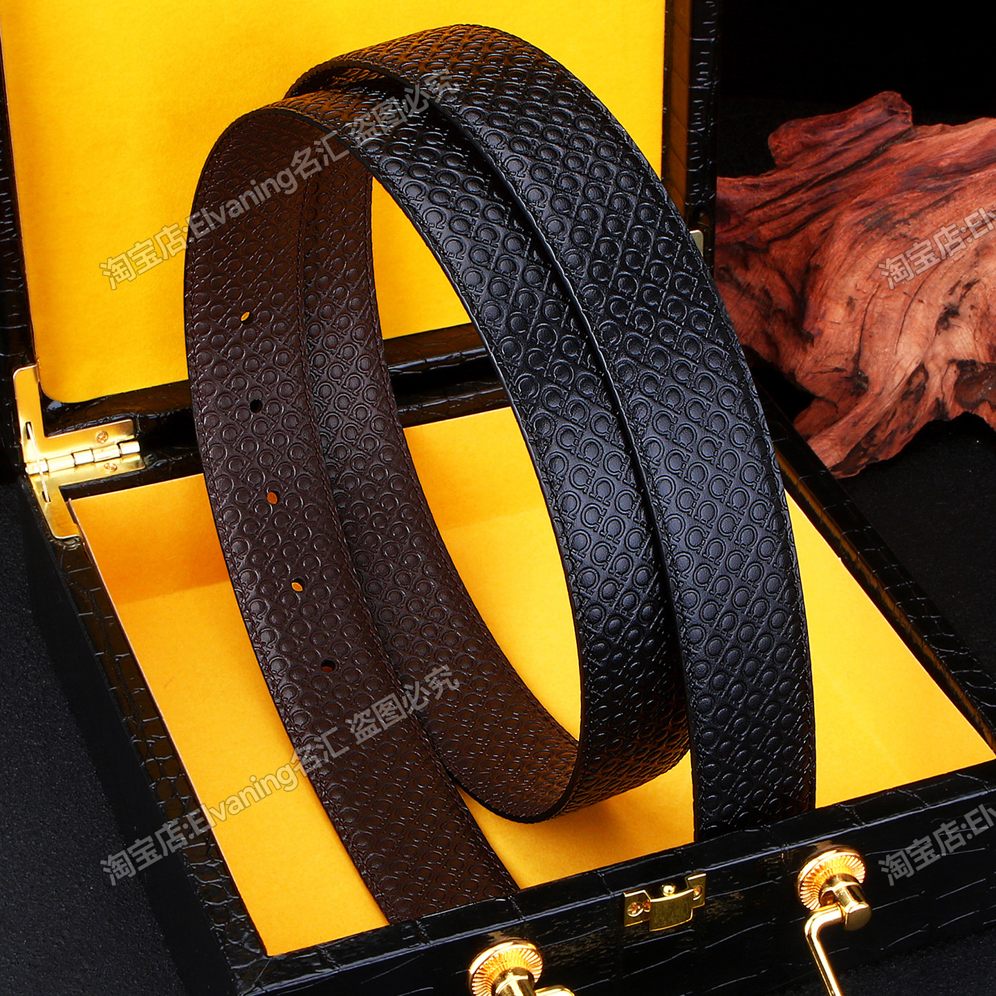 适用菲拉格幕皮带替换腰带男士带身不带扣头纯真皮压花百搭无扣头