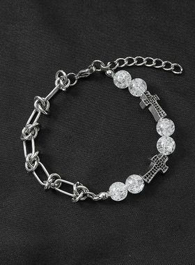 十字架珍珠手链男潮小众设计