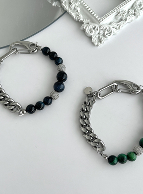 男士黑曜石潮流复古项链原创设计